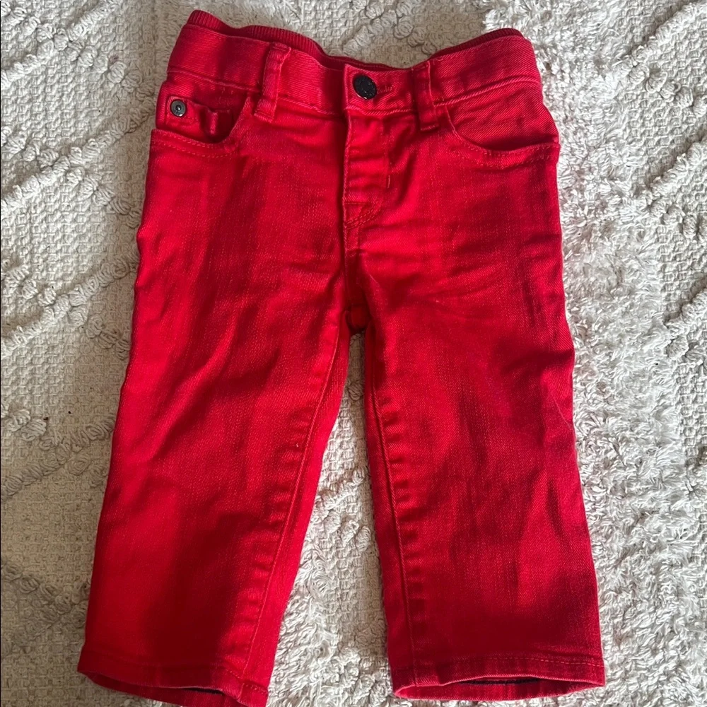 GAP Kids Red Pull‎ On Straight Leg Jeans Baby Boy Size 6-12 Months